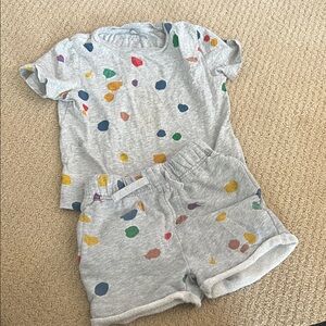Stella McCartney Kids Gray Polka Dot Pajama Set - Short Sleeve Top & Shorts